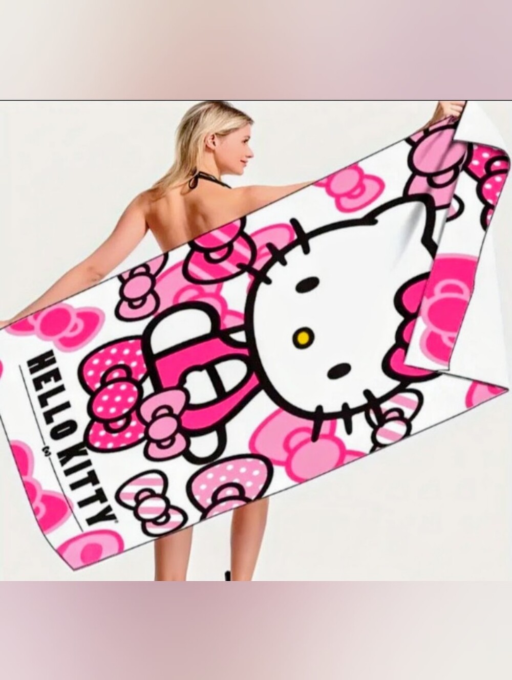 Hello Kitty Pink & White Beach Towel
